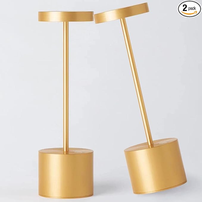 2Pack Cordless Table Lamp, Rechargeable LED Battery 5000mAh Metal USB Portable by YIBEN