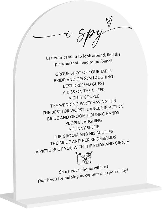 I Spy Wedding Game Sign Wedding Guest Photo Hunt Game Blow Up Their Phones Take by Unknown