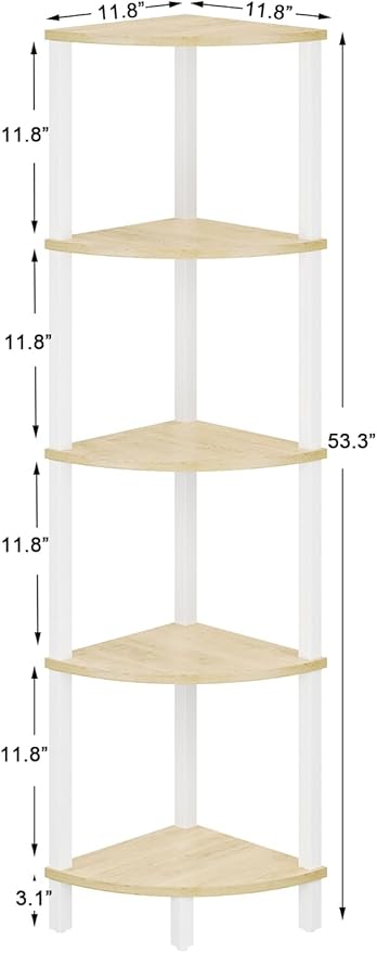 VIMBER Corner Shelf, 5-Tier Corner Bookshelf, Industrial Corner Ladder Shelf - Image 3