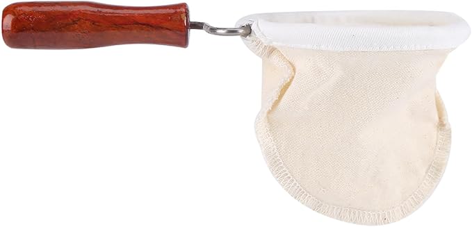 Coffee Strainer Cloth with Wooden Handle Coffee Filter Reusable Cafe Cloth Bag - Image 8