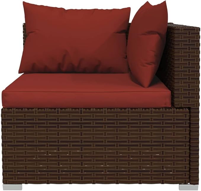 7-Piece Garden Lounge Set Brown PE Rattan Modular Outdoor Sectional Sofa - Image 4