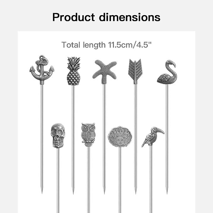 Martini Cocktail Picks Reusable Olive Picks Garnish Skewer Fruit Toothpicks Set - Image 2