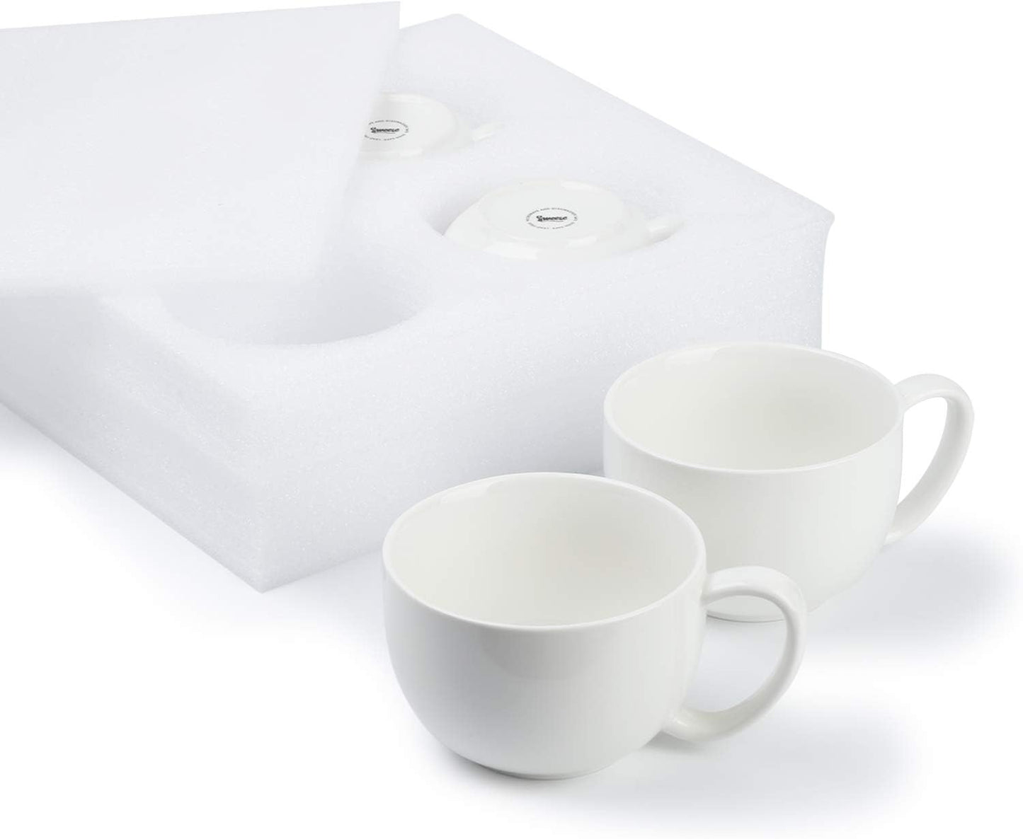 Sweese Porcelain 22oz Large Coffee Mugs Set of 4, Large Soup Mug with Handles Perfect for Coffee, Tea, Hot Chocolate, Microwave Safe, White