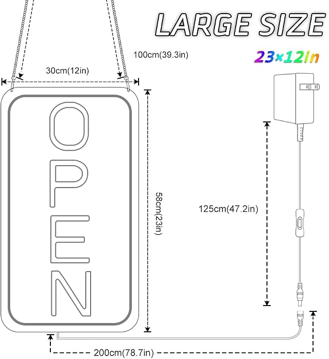 Open Signs for Business, Ultra Bright and Eye-catching Vertical Electric Light - Image 5