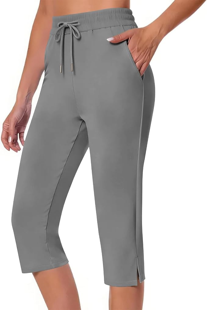 Capri Yoga Pants for Women Drawstring Elastic Waisted Trousers Summer Jogger by Unknown