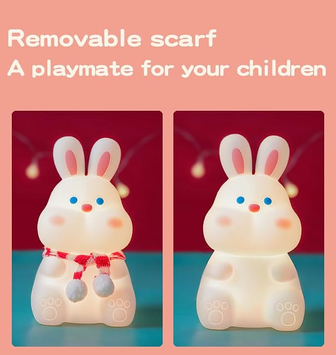 Rabbit Night Light for Adults Kids, LED Dimmable Animal Silicone Bunny Lamp - Image 3
