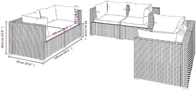 6-Piece Garden Lounge Set, Modular Outdoor Patio Furniture - Image 5