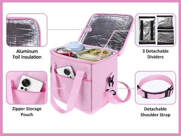 Reusable Drink Carrier with Handle, Tip-Resistant 4 Cup Insulated Bag, - Image 5
