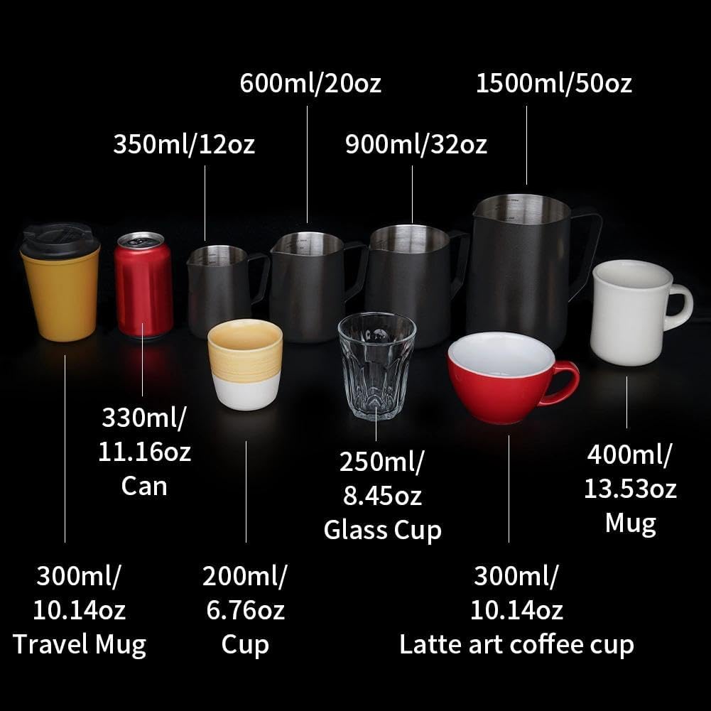watchget Stainless Steel Milk Frothing Pitcher 12oz/350ml - Espresso Steaming Pitcher for Cappuccino, Latte Art, Coffee Machine Accessories Milk Jug Coffee Frother Cup, Rose Red