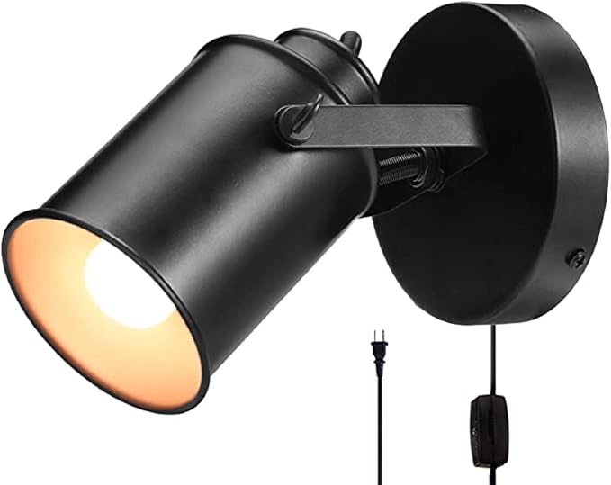 NOTOC Industrial Wall Sconces, Adjustable Retro Black Wall Sconces, Plug-in by NOTOC