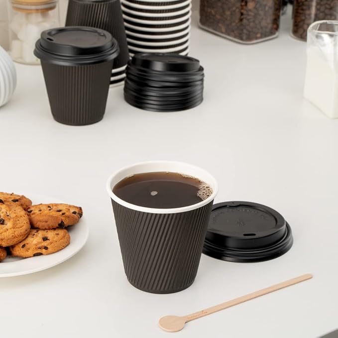 Restaurantware 8 Ounce Paper Coffee Cups, 25 Ripple Disposable Paper Cups - Image 5