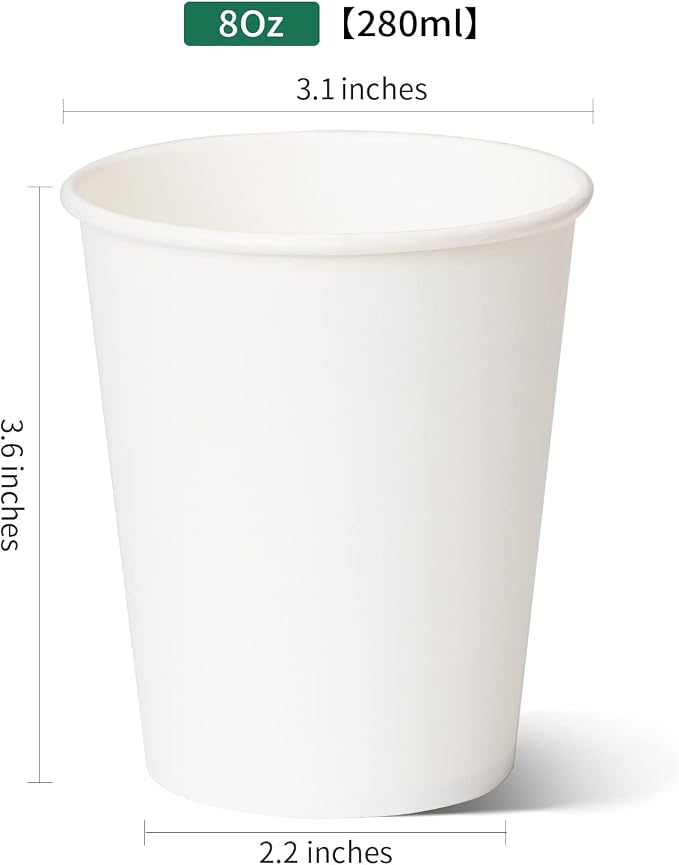 RACETOP Coffee Paper Cups 8 oz, Disposable Coffee Cups, Hot Coffee Cups - Image 6