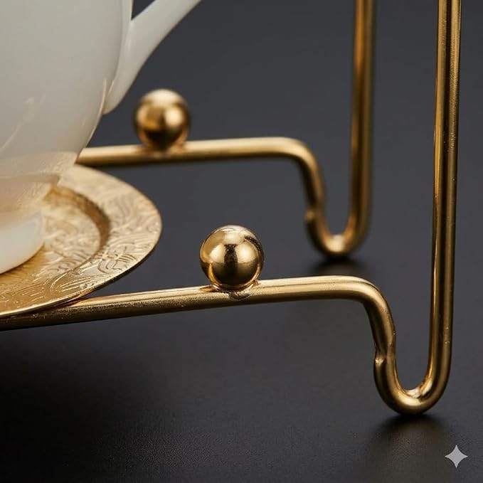 HOHIYA Gold Tea cup and Saucer Display Stand 6 Cup Holder Rack Decorative - Image 8