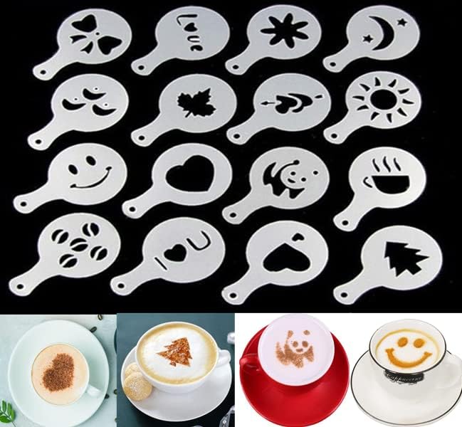46 Coffee Stencils+2 Mesh Powder Shakers, Cake Baking Templates Coffee - Image 3