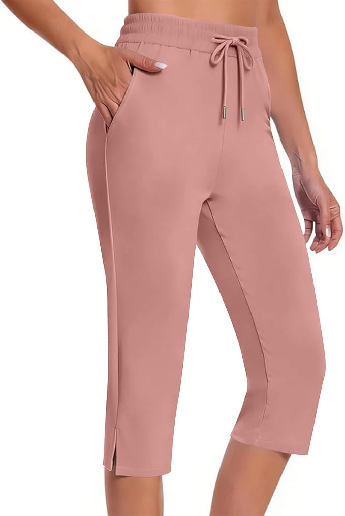 Capri Yoga Pants for Women Drawstring Elastic Waisted Trousers Summer Jogger - Image 2