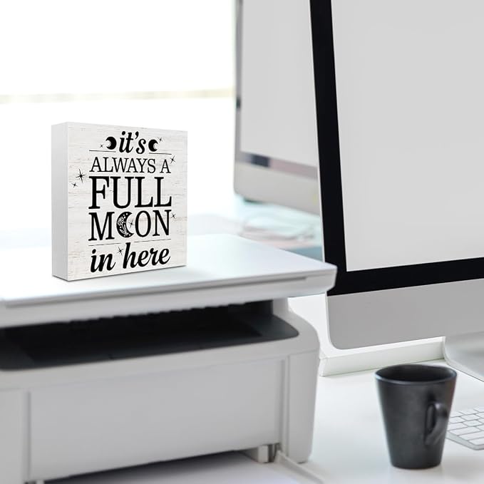 Rustic Full Moon Bathroom Wood Box Sign - Image 6