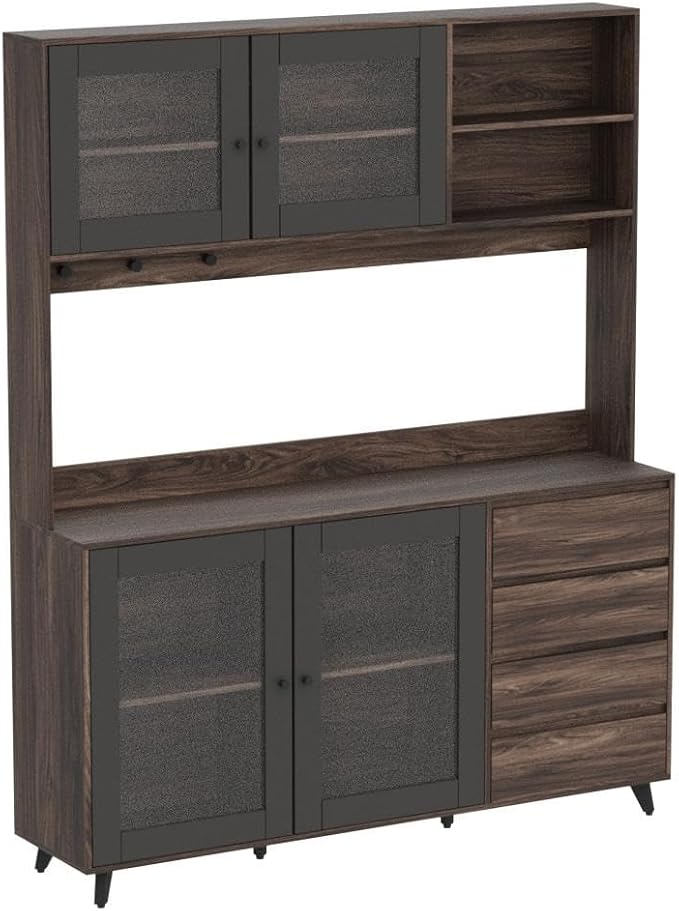 AGOTENI Large Kitchen Hutch Cabinet, Storage Cupboard Pantry - Image 4