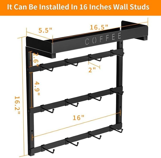RCHYFEED Coffee Mug Holder Wall Mounted, Mug Rack Organizer - Image 6