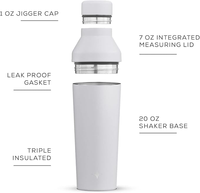 JoyJolt Triple Insulated Cocktail/Protein Shaker Bottle. 20oz Shaker Cup - Image 2