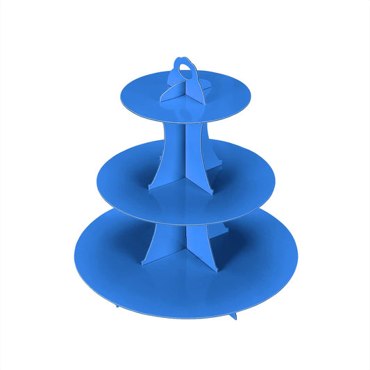 3-Tier Cupcake Stand, Cake Stand holder, Tiered DIY Cupcake Stand Tower for Dessert Table Displays, Birthday Theme Party Favors Decoration, Floral Tea Party, 12" W x 12.8" H, Blue