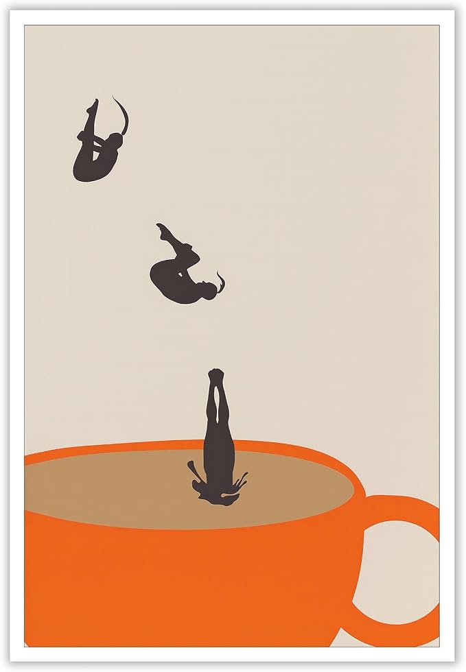 Retro Coffee Diver Canvas Wall Cafe Art Wall Modern Preppy Decor Fun Retro by Unknown