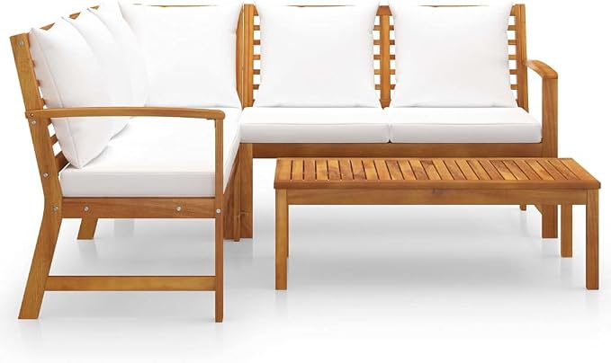 4 Piece Patio Lounge Set with Cream Cushions - Image 3