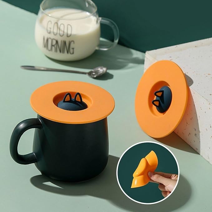 Dustproof Cup Cover Reusable Cup Lid Silicone Mug Lid 3D Cat Ears Mug Lid - Image 8