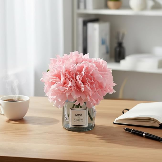 Artificial Pink Peony Flowers in Vase, Wedding Table Centerpiece Home Decor | by LADADAArtificialFlowers