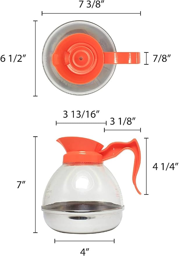 TrueCraftware- 64 oz. Decaf Coffee Decanter Stainless Steel Base Polycarbonate - Image 5