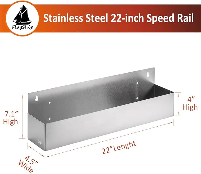 FlagShip Speed Rail 22 Inch Stainless Steel Liquor Bottle Holder Wall Mounted - Image 2