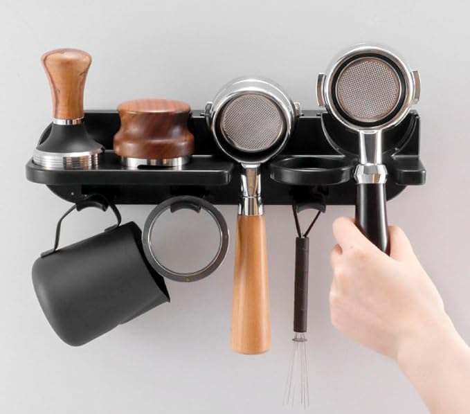 Space Saving Coffee Bar Shelf, 58mm Portafilter Holder Wall Mount Coffee by Unknown