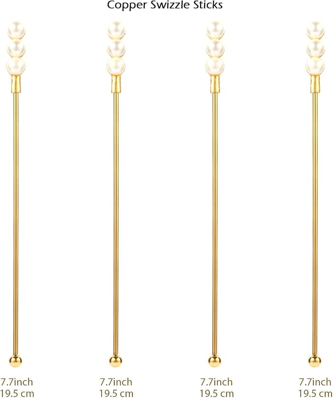 Exquisite Gold Pearl Stainless Steel Coffee Beverage Stirrers Stir Cocktail - Image 2