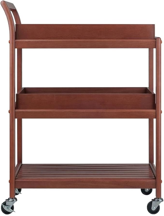 Furnifact Solid Wood Kitchen Cart On Wheels - Image 3