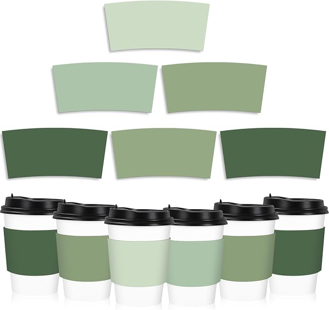 Whaline 100 Pcs Sage Green Coffee Cup Sleeves 4 Gradient Green Colors by Whaline