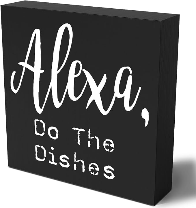 Funny Kitchen Wooden Box Sign Plaque Alexa Do the Dishes Wood Box Sign Rustic by Woght