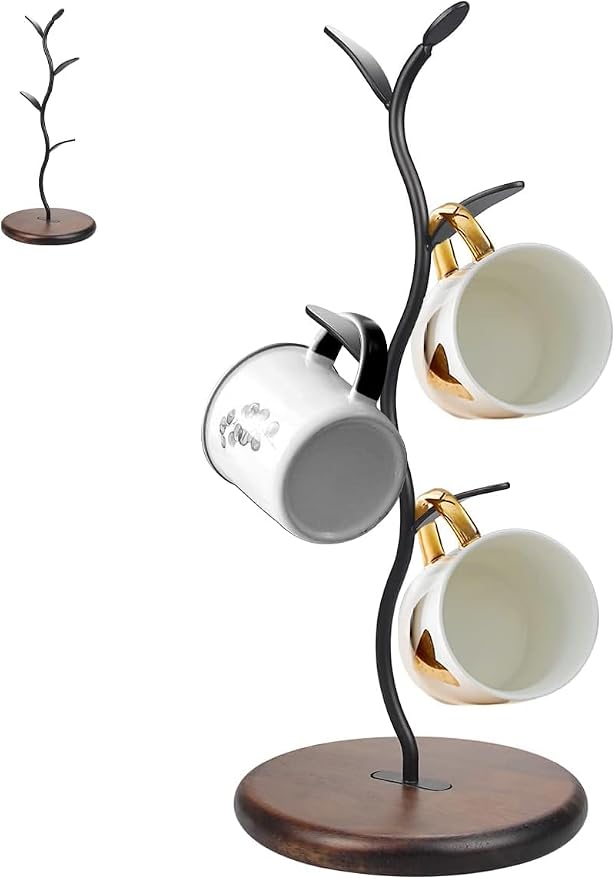 Mi hogar Leaf-Shaped Mug Tree Stand by Mi+hogar