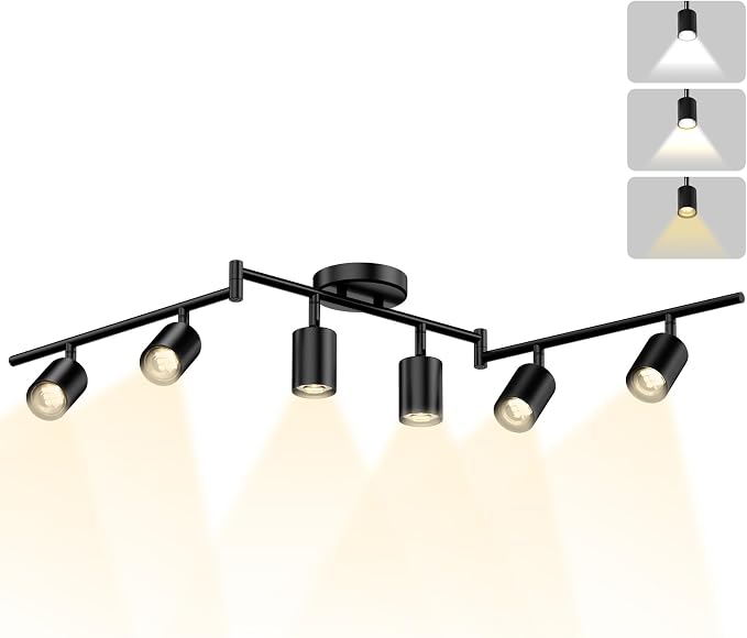 LED 6 Light Track Lighting Kit, 3 Color Adjustable Ceiling Spot Lighting by Unknown