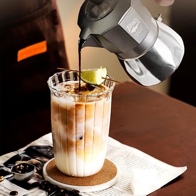 2 Pcs Drinking Glasses Coffee Cup, 13oz Glassware Set, Iced Coffee Glasses - Image 5
