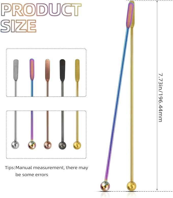 Coffee Stick Stainless Steel Swizzle Stick Reusable Metal Stir Sticks Cocktail - Image 2