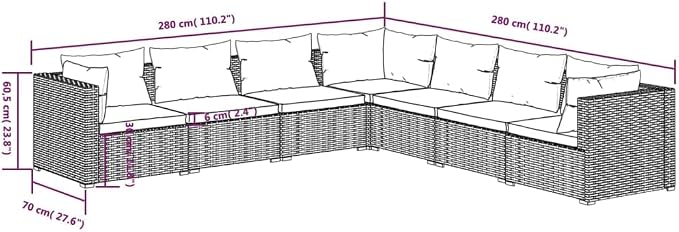 7-Piece Garden Lounge Set, 7-Seater Patio Furniture Set - Image 5