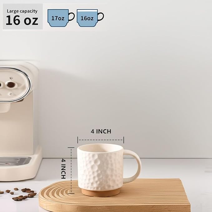 Nihow 16OZ Stackable Coffee Mug Set, Large Ceramic Coffee Mug Set of 4 - Image 2