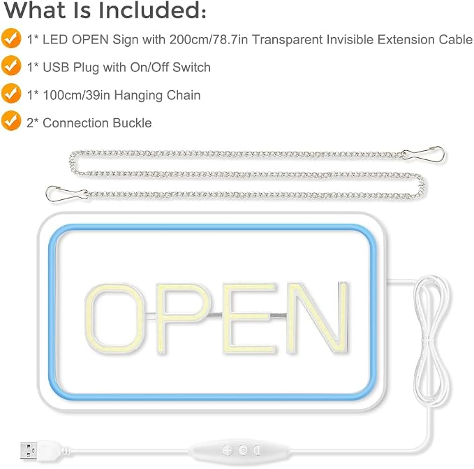 Open Signs for Business Window, Bright COB Chip LED Open Sign - Image 6