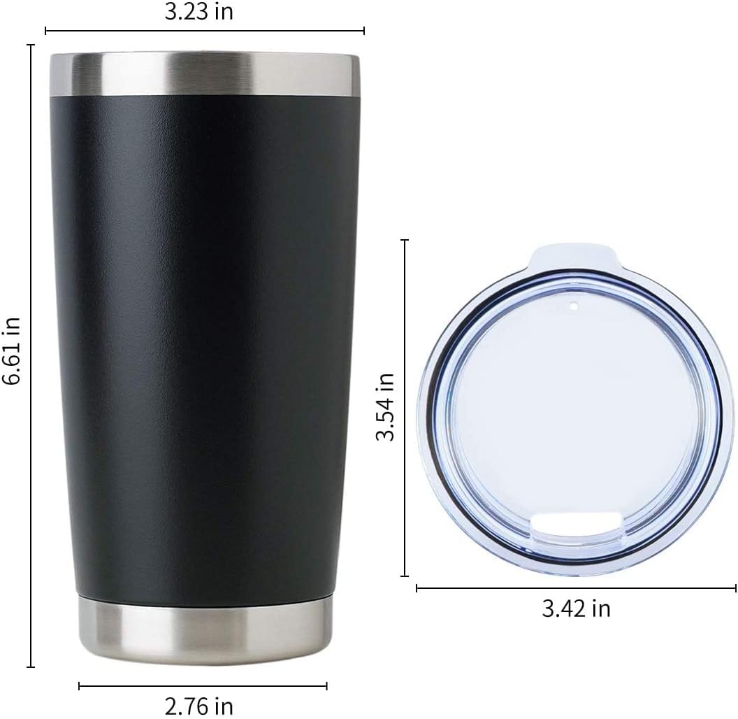 DOMICARE 20oz Stainless Steel Tumbler Bulk with Lid, Double Wall Vacuum Insulated Travel Mug, Powder Coated Coffee Cup (Mix, 12)