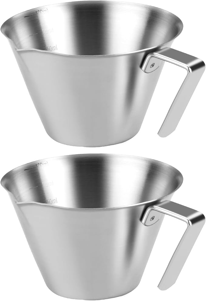 2 Pieces 3.4 Oz/100 ml Espresso Measuring Cups, Stainless Steel Espresso Shot by SNOMEL