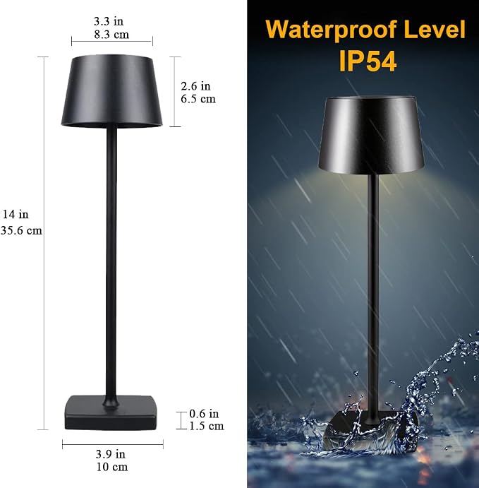 Cordless Table Lamp, 6000mAh Rechargeable Battery, IP54 Waterproof, All - Image 9