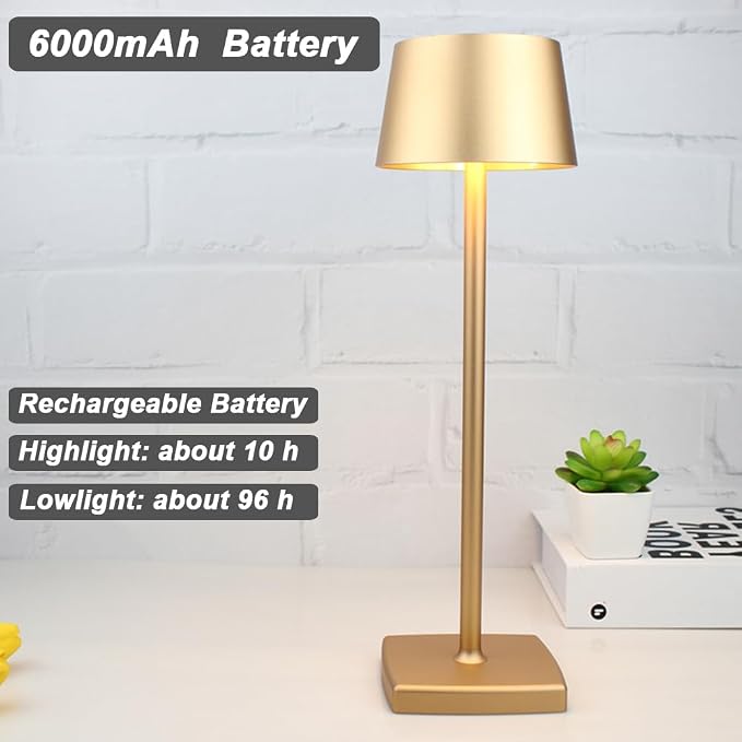 Cordless Table Lamp, 6000mAh Rechargeable Battery, IP54 Waterproof, Aluminum - Image 2