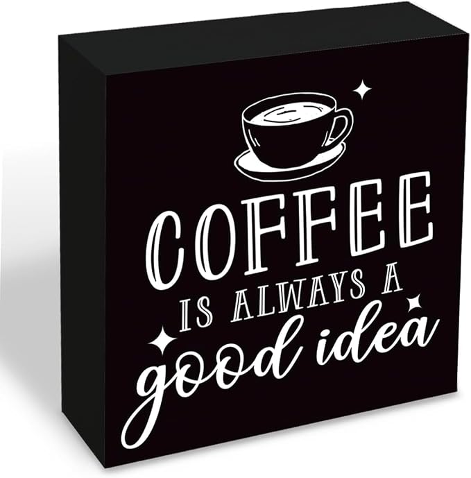 Coffee Signs Decor Farmhouse Coffees Decor Rustic Wooden Table Sign, Shelf by Unknown