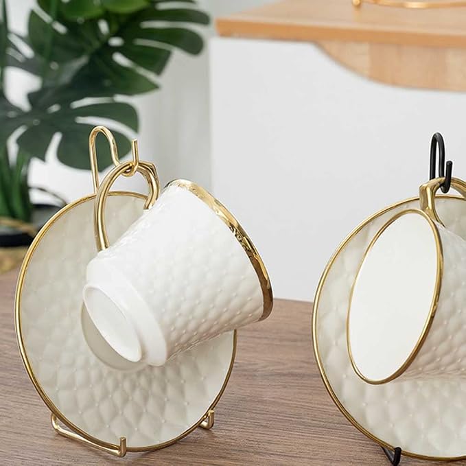 Teensery 2 Pcs Tea Cup and Saucer Stand Metal Teacup Display Easel Holder - Image 2