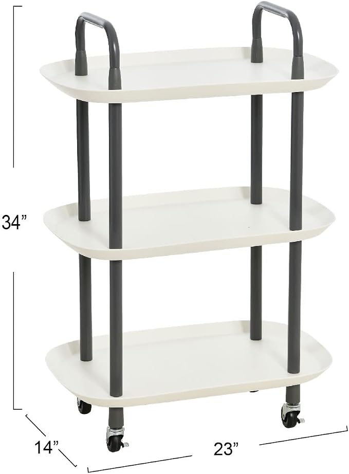 Main + Mesa Modern Plastic and Metal 3-Tier Trolley - Image 3