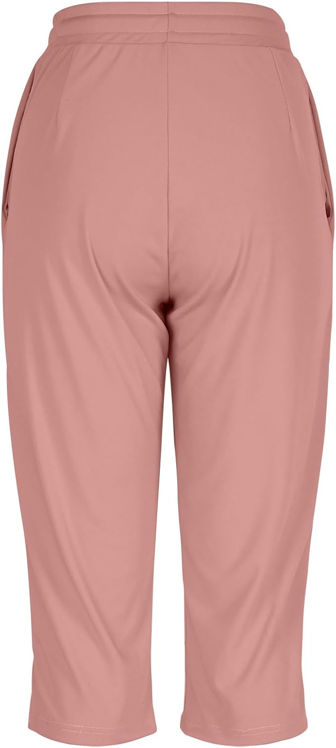 Capri Yoga Pants for Women Drawstring Elastic Waisted Trousers Summer Jogger - Image 5